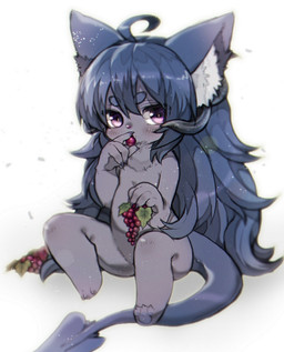 ambiguous_gender anthro eating food fruit grape looking_at_viewer plant simple_background sitting solo white_background young young_ambiguous young_anthro mofuaki 2015