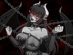 4:3 bat_wings belly_mouth body_horror breast_maw brown_hair colored_nails demon facials_markings fangs female hair highlights_(coloring) horn humanoid membrane_(anatomy) membranous_wings nails porniky pupils red_body red_eyes red_highlights red_nails red_skin slit_pupils solo spade_tail succubus succubus_tail succubus_wings tail teeth wings