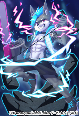 abs adolescent anthro band-aid bandage blue_hair bottomwear chainsaw cheek_tuft chest_tuft clothed clothing collar facial_tuft footwear hair inner_ear_fluff kemono male muscular muscular_anthro muscular_male muscular_young open_clothing open_topwear open_vest pecs plantigrade power_tool shoes shorts smile solo tattoo tools topwear tuft vest young young_anthro young_male tarobandit hald_(tarobandit) canid canine mammal hi_res