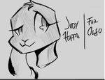 anthro black_markings female fur grey_body grey_fur markings simple_background smile solo yen_tokk disney zootopia judy_hopps lagomorph leporid mammal rabbit black_and_white headshot_portrait monochrome portrait