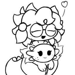 accessory anthro beads cartoon_freckles clothed clothing duo eyes_closed eyewear female female/female feral freckled_face freckles fully_clothed glasses hair hair_accessory hair_beads happy heart_symbol holding_character simple_background smile standing symbol tail lily_of_the_valley_(artist) adria_(sleepysous) lily_(lily_of_the_valley) amphibian aquatic axolotl mole_salamander salamander 1:1 2024 digital_media_(artwork) low_res monochrome sketch