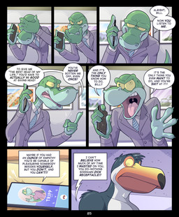4_fingers angry anthro beak black_body black_border blockage_(layout) blue_necktie bodily_fluids border cellphone claws clothed clothed_anthro clothed_male clothing countershade_face countershade_hands countershading cracked_screen dialogue duo electronics facepalm feathers fingers formal_wear gesture green_body green_eyes green_skin grey_clothing grey_suit hand_gesture holding_cellphone holding_object holding_phone inside insult lightened_palms male name_drop name_in_dialogue necktie open_mouth orange_beak outburst pattern_necktie phone phone_call profanity raised_finger raised_index_finger romantic romantic_couple saliva_drop scolding serious_face seven_frame_image shocked slim slim_anthro slim_male smartphone striped_necktie suit sweat sweatdrop teeth text topless topless_anthro topless_male user_avatar wide_eyed yellow_sclera anti_dev bill_(anti_dev) tripp_(anti_dev) anole avian bird lizard reptile scalie toucan 2026 colored comic digital_drawing_(artwork) digital_media_(artwork) english_text hi_res shaded
