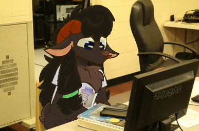 anthro black_body black_fur black_wool bovid_horn braided_hair caprine_horn computer electronics fur hair horizontal_pupils horn long_hair looking_down male monitor mouthless photo_background pouting pupils ram_horn sitting solo wool_(fur) racc_on_the_net ramone_(racc_on_the_net) bovid caprine mammal sheep digital_media_(artwork) low_res meme mixed_media photography_(artwork) signature
