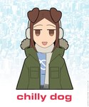 brown_hair clothing coat earmuffs female hair scarf solo text topwear hitsujigoods vhs_inumoto animal_humanoid canid canid_humanoid canine canine_humanoid dog_humanoid humanoid mammal mammal_humanoid 2023 absurd_res english_text hi_res