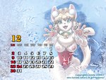 2006 4:3 anthro bell blue_background breasts calendar clothed clothing december_(month) domestic_cat dr_comet felid feline felis female frost fur hi_res mammal nipples seductive simple_background snow solo tail topless wallpaper white_body white_fur wide_hips winter