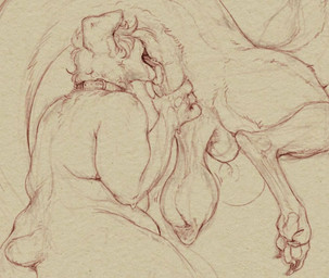 anal animal_genitalia anthro anthro_on_anthro anus balls belly big_balls claws collar collar_only digitigrade duo faceless_anthro faceless_character faceless_male genitals licking lying male male/male male_anthro nude nude_anthro nude_male on_front open_mouth oral pawpads paws perineum perineum_grab rear_view rimming saggy_balls semi-anthro sex sheath short_tail simple_background submissive submissive_anthro submissive_male tail tail_anus thick_thighs toe_claws tongue tongue_out yellow_background blushing_yokai tobias_weatherby canid canine canis domestic_dog mammal better_version_at_source guide_lines sketch