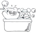 4_fingers anthro bathtub biped chibi duo fingers open_mouth smile towel towel_on_head hikari_gamba gamba_no_bouken gamba_no_bouken_(series) bobo_(gamba_no_bouken) ganba mammal mouse murid murine rodent 2024 hi_res