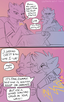 advice anthro dialogue drawing_(action) drawing_tablet duo egg_vibrator female humor male pain sex_toy text the_truth vibrator wand wand_vibrator pankallisti circe_(pankallisti) canid canine mammal murid murine rat rodent comic english_text hi_res sketch