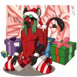 alternative_fashion anthro box bulge candy candy_cane clothing container cybergoth cyberlox dessert dreadfalls dreadlocks eyewear femboy food gift gift_box goggles goth holidays legwear male piercing solo spikes stockings galacticmichi christmas edd_the_hyena edd_flamisch hyena mammal spotted_hyena 1:1 hi_res