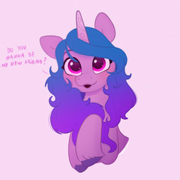 asking blue_mane blush dialogue eyebrows eyelashes feathering female female_feral feral fur hooves horn long_mane mane multicolored_mane open_mouth open_smile pupils purple_background purple_body purple_eyebrows purple_eyes purple_fur purple_horn purple_mane purple_pupils question simple_background smile solo text two_tone_mane unguligrade unicorn_horn starburst_uwu hasbro mlp_g5 my_little_pony mythology izzy_moonbow_(mlp) equid equine mammal mythological_creature mythological_equine unicorn 1:1 2025 absurd_res bust_portrait colored digital_drawing_(artwork) digital_media_(artwork) english_description english_text hi_res portrait shaded