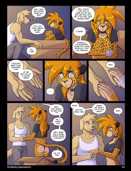 anthro biped breasts brown_eyes butt clothed clothing dialogue duo female fingers fur grey_eyes male open_mouth open_smile smile speech_bubble tail tan_body tan_fur tan_tail text under_boob underwear yellow_body yellow_fur yellow_tail conditional_dnp kadath dynamite_(kadath) rory_(kadath) bird_dog canid canine canis cheetah domestic_dog felid feline hunting_dog labrador mammal retriever 2025 comic english_text hi_res url