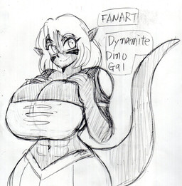 abs anthro big_breasts breasts clothing cvb999_(airride) facial_markings female forest_background gloves hair handwear head_markings markings muscular muscular_female pattern_clothing sky smile smiling_at_viewer solo tail thick_tail tight_clothing fossil_fighters nintendo dinea_nota_(nickzilla) alien animal_humanoid dinaurian dinosaur humanoid prehistoric_species reptile reptile_humanoid scalie scalie_humanoid
