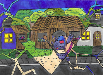 ambiguous_gender clothing detailed_background feral forest forest_background group magic nature nature_background plant portal scared tree tribal miguel_the_divine_dragon dragonscape mythology dinosaur dragon drekir dromaeosaurid mythological_creature mythological_scalie prehistoric_species reptile saurischian scalie theropod absurd_res hi_res traditional_media_(artwork)