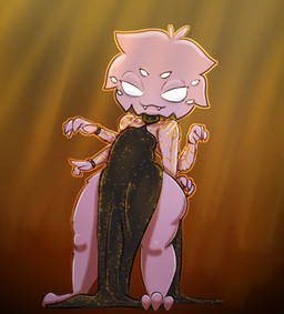 anthro choker clothing dress fangs female fishnet_clothing jewelry looking_at_viewer multi_arm multi_eye multi_limb necklace simple_background solo teeth thick_thighs wide_hips websheck websly arachnid arthropod spider