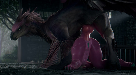 anal anal_knot_fucking anal_knotting anal_penetration anthro anthro_on_feral bestiality claws curling_toes dominant dominant_feral dominant_male duo feathers feet female feral forced forced_anal genitals insulting_partner interspecies knot knotting male male/female navel penetration pinned pinned_to_ground profanity rape sex submissive submissive_anthro submissive_female vulva littleslice-sfm ceraferis_(va) capcom monster_hunter cera_(ceraferis) bird_wyvern dinosaur dromaeosaurid feathered_dinosaur feathered_scalie prehistoric_species reptile saurischian scalie seikret theropod unknown_species 3d_(artwork) 3d_animation animated digital_media_(artwork) hi_res short_playtime sound video voice_acted