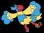 ambiguous_gender anthro beak black_eyes blue_body blue_fur blue_hair fur hair logo open_mouth red_beak simple_background solo text transparent_background yellow_body yellow_fur bloatable nintendo pokemon archen fossil_pokemon generation_3_pokemon generation_5_pokemon hybrid_pokemon pokemon_(species) zigzagoon 2024 alpha_channel artist_logo artist_name dated hi_res