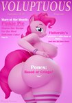 anthro anthrofied big_butt biped breasts butt eyelashes female hair huge_butt hyper hyper_butt looking_at_viewer looking_back nipples pink_body pink_hair pupils smile solo text thick_thighs floppyhuman friendship_is_magic hasbro my_little_pony pinkie_pie_(mlp) equid equine horse mammal pony 3d_(artwork) absurd_res cover digital_media_(artwork) english_text hi_res magazine_cover