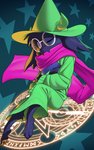 4_toes anthro barefoot black_body black_fur clothing eyewear feet fur glasses green_clothing green_hat green_headwear green_robe hat headgear headwear looking_at_viewer one_eye_closed paws pink_scarf robe round_glasses scarf solo toes katahane3 deltarune undertale_(series) ralsei bovid caprine goat mammal 5:8 absurd_res hi_res