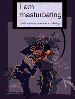 anthro blush bodily_fluids chest_binder clothing cum cumshot ejaculation femboy genital_fluids genitals male masturbation orgasm penile penile_masturbation penis solo standing sweat text underwear pyr0tonic remmie_(pyr0tonic) domestic_cat felid feline felis mammal english_text hi_res