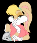 anthro blonde_hair clothing female fur gloves green_eyes hair handwear long_ears short_hair solo white_body white_fur bobguthrie looney_tunes warner_brothers lola_bunny lagomorph leporid mammal rabbit alpha_channel