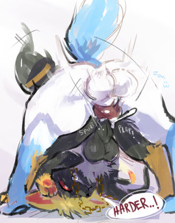 anal anal_penetration ass_up black_body black_fur bodily_fluids clenched_teeth cum cum_in_ass cum_inside duo feral from_behind_position fur genital_fluids gold_(metal) gold_jewelry jewelry knot larger_sub male necklace penetration rough_sex sex size_difference submissive teeth white_body white_fur zanthu nintendo pokemon joseph_von_carstein terry_(etanks3) eeveelution generation_2_pokemon generation_6_pokemon hybrid pokemon_(species) shiny_pokemon sylveon umbreon hi_res