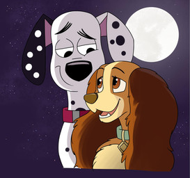 black_body black_fur black_nose black_spots brown_body brown_fur duo female feral floppy_ears fluffy_ears fur male markings pink_inner_ear spots tan_body tan_fur tan_markings toony white_body white_fur white_spots cancir23 101_dalmatian_street 101_dalmatians disney lady_and_the_tramp dylan_(101_dalmatians) lady_(lady_and_the_tramp) american_cocker_spaniel bird_dog canid canine canis cocker_spaniel dalmatian domestic_dog hunting_dog mammal spaniel 2024 crossover hi_res