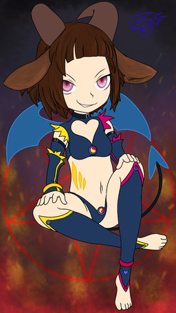 5_fingers 5_toes black_tail blue_tail blue_wings brown_hair choker clothing crop_top eyebrows feet female fingers fire hair heart_symbol hell horn jewelry latex legwear necklace pale_skin panties purple_eyes shirt sitting sleeves slim smile smirk solo tail toes topwear two_tone_tail underwear wings young xneostarx prisieth_(xneostarx) animal_humanoid bovid bovid_humanoid caprine caprine_humanoid demon goat_humanoid humanoid mammal mammal_humanoid 9:16 hi_res