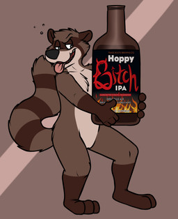 3_toes 4_fingers alcohol anthro arm_tuft beverage biped black_nose bottle brown_background brown_body brown_countershading brown_fur brown_tail cheek_tuft chest_tuft container countershade_face countershade_torso countershading drunk eyebrows facial_tuft featureless_crotch feet fingers fur gloves_(marking) head_tuft leg_markings male markings multicolored_body multicolored_fur multicolored_tail nude open_mouth open_smile pink_tongue raised_eyebrow ring_(marking) ringed_tail shoulder_tuft simple_background smile socks_(marking) solo standing striped_markings striped_tail stripes substance_intoxication tail tail_markings tan_body tan_countershading tan_fur teeth text toes tongue tongue_out tuft two_tone_body two_tone_fur two_tone_tail rotten_robbie mammal procyonid raccoon digital_media_(artwork) english_text flat_colors full-length_portrait portrait