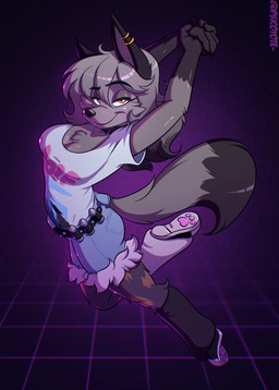 anthro belt blue_eyes bottomwear breasts chest_tuft clothing collar denim denim_bottomwear denim_clothing denim_shorts dipstick_tail ear_piercing ear_ring eyebrow_through_hair eyebrows eyelashes female footwear fur glistening gloves_(marking) grey_body grey_fur grey_hair hair hands_behind_head heterochromia markings piercing ring_piercing shirt shoes shorts solo tail tail_markings topwear translucent translucent_hair tuft yellow_eyes psicoyote epic_games fortnite wolfie_(fortnite) canid canine canis mammal wolf 2025 hi_res