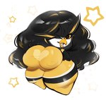 anthro big_breasts black_hair breasts chibi female hair huge_breasts huge_hips huge_thighs nipple_outline nipples non-mammal_breasts non-mammal_nipples short_stack solo t0ttis thick_thighs wide_hips avian bird owl