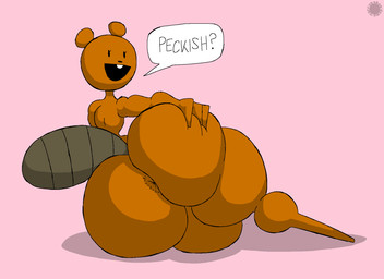 anal_request anthro anus big_butt bottom_heavy brown_body brown_fur bubble_butt buckteeth butt curvy_figure dialogue eyelashes femboy fur hand_on_butt huge_butt logo looking_at_viewer looking_back looking_back_at_viewer lying male on_side oral_request presenting presenting_hindquarters rear_view requesting rimming_request sex_request solo speech_bubble spread_butt spreading tail teeth text thick_thighs wide_hips thatdawgmurray beaver_and_steve beaver_(beaver_and_steve) beaver mammal rodent 11:8 aliasing artist_logo artist_name digital_media_(artwork) english_text hi_res signature