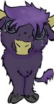 big_eyes bodily_fluids feral fur horn male purple_body purple_fur solo tail tears brass-tax bovid bovine cattle highland_cattle mammal