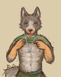 abs anthro blush bottomwear boxer_briefs clothed clothing ears_up eyebrows fur green_bottomwear green_clothing green_eyes green_pants green_shirt green_topwear grey_body grey_fur jewelry looking_at_viewer male military muscular muscular_anthro muscular_male navel necklace nipples pants raised_clothing raised_shirt raised_topwear shirt smile smiling_at_viewer soldier solo tail tongue tongue_out topwear underwear warrior reynard_goodfellow brazilian_dawg_(ricthecusco) canid canine canis domestic_dog mammal 4:5 hi_res