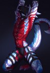 anthro athletic athletic_anthro athletic_male bdsm bondage bondage_gear bound collar covered_face gimp_mask male mask raised_arms red_body red_scales scales solo spread_legs spreading tail tail_bondage tail_tied wearing_mask necroizu toy_(offline_user) lizard reptile scalie 2022 hi_res