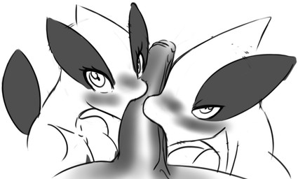anthro big_penis bisexual blush breasts collaborative collaborative_fellatio collaborative_oral collaborative_sex erection eyelashes fellatio female first_person_view genitals group group_sex looking_at_viewer male male/female male/male male_pov oral penetrating_pov penile penis sex threesome trio vein veiny_penis seiiartworks nintendo pokemon generation_2_pokemon legendary_pokemon lugia pokemon_(species) monochrome