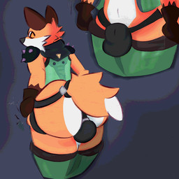 animal_genitalia anthro ashfurx_(artist) balls big_butt butt clothing dressing genitals jockstrap male sheath solo tail tight_clothing underwear epic_games fortnite fennix_(fortnite) canid canine fox mammal