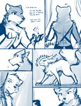 2021 anthro blue_and_white canid canine canis chest_tuft clothed clothing comic conditional_dnp dialogue duo english_text female feral fur group growling keidran magic male mammal monochrome mrs._nibbly remus_(twokinds) rodent sciurid simple_background sketch sythe_(twokinds) text tom_fischbach tree_squirrel tuft twokinds white_background wolf