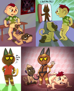3_toes 4_fingers 5_fingers 5_toes anthro anthro_on_anthro ball_fondling balls bdsm big_sister_villager bisexual black_eyes brown_eyes collar dialogue dominant dominant_anthro dominant_female erection feet female fingers fondling foot_fetish foot_on_balls foot_play footjob foreskin genitals group human_on_anthro interspecies leash male male/female male/male male_on_anthro masturbation oral partially_retracted_foreskin penile penile_masturbation penis petplay prehensile_feet prehensile_footjob puppyplay purple_penis roleplay sex submissive submissive_human submissive_male text toes two-footed_footjob vulva walk-in yellow_sclera annie-mae animal_crossing nintendo deli_(animal_crossing) katt_(animal_crossing) villager_(animal_crossing) villy_(annie-mae) domestic_cat felid feline felis haplorhine human mammal monkey primate english_text hi_res