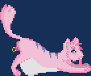 animal_genitalia animal_vulva belly_swaying blue_stripes canine_genitalia canine_vulva chest_tuft ear_piercing ear_stud female feral fur genital_piercing genitals hair long_tongue looking_back piercing pink_body pink_fur pink_hair presenting snaggle_tooth solo spiky_hair stripes tail tail_mouth tongue tongue_out tuft unusual_anatomy unusual_tail vore vulva vulva_piercing vorochi kimiko_kimura domestic_cat felid feline felis mammal animated digital_media_(artwork) pixel_(artwork)