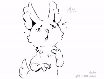 ambiguous_gender anthro blush blush_lines bodily_fluids eyes_closed onomatopoeia runny_nose simple_background sneeze sniffling snot solo sound_effects speech_bubble tail text white_background jubb jubb_(character) canid canine mammal 2023 2d_animation animated artist_name low_res monochrome motion_tweening short_playtime