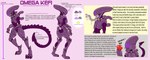 absurd_res alien alien_(franchise) anthro apple blind claws collar description disability eating english_text exoskeleton eyeless eyeless_face food fruit herm hi_res intersex lore lucardo_cruz maleherm model_sheet omega_kefi plant solo spiked_collar spikes tail tattoo technology text toe_claws tongue tongue_out unusual_anatomy unusual_tail xenomorph