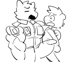 attribute_theft big_penis clothing duo genitals growth male male/male muscle_growth muscular muscular_male penis police police_hat police_uniform possession size_theft slime takeover transformation uniform marshiro bear canid canine canis mammal polar_bear ursine wolf 4:3 animated no_sound short_playtime video
