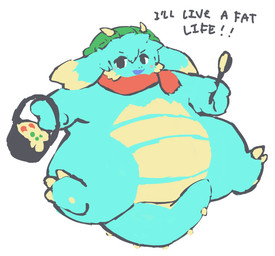 alternate_species anthro beanie bucket clothing container cutlery food furrification hat headgear headwear holding_bucket holding_container holding_object holding_spoon kitchen_utensils male overweight overweight_anthro scarf solo soup spoon tools petday mythology your_turn_to_die shin_tsukimi dragon mythological_creature mythological_scalie scalie wingless_dragon hi_res