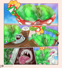 anal anus balls big_anus big_balls big_butt big_penis butt butt_lick clothed clothing dialogue duo erection facesitting genitals glans huge_balls huge_butt huge_penis licking male male/male oral partially_clothed penis plant polka_dot_underwear puffy_anus rimming rimming_male sex sitting sitting_on_another text tongue underwear underwear_down vein veiny_penis kiffy_(artist) luigi's_mansion mario_bros nintendo king_boo petey_piranha boo_(mario) elemental_creature flora_fauna piranha_plant absurd_res comic english_text hi_res