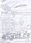 ambiguous_gender anthro anti-gravity battle black_and_white canid canine canis car clothing comic covering cracked cracked_wall cracks crouching death debris destroyed_building destruction dialogue english_text flying_car flying_vehicle fur group gun gun_belt gunshot gunshot_wound hair hat headgear headwear hovercar kitfox-crimson long_ears long_hair machine male mammal mecha mind_control monochrome motor_vehicle one_panel_comic onomatopoeia open_door police police_car police_hat police_uniform police_vehicle ranged_weapon running sketch smoke sound_effects speech_bubble star_symbol stolen_generation technology text uniform vehicle warzone weapon window