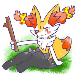:3 ambiguous_anthro ambiguous_gender anthro biped blush blush_stickers closed_smile digitigrade dipstick_tail front_view grass holding_object holding_stick looking_at_viewer markings mouth_closed plant polka_dot_bow simple_background sitting smile solo stick tail tail_markings annyui0611 nintendo pokemon braixen canid generation_6_pokemon mammal pokemon_(species) 1:1 2024 digital_drawing_(artwork) digital_media_(artwork) full-length_portrait hi_res japanese_description portrait translated_description
