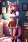 amber_eyes anthro bedroom blurred_background boots bracelet clothed clothed_anthro clothing detailed_background female female_anthro footwear hair inner_ear_fluff inside jewelry long_hair looking_at_viewer midriff photorealism pink_hair pink_tail puffy_sleeves shoes solo standing tail three-quarter_view tuft dragonfiredesign animal_humanoid felid felid_humanoid feline feline_humanoid humanoid mammal mammal_humanoid 2:3 absurd_res hi_res portrait shaded soft_shading three-quarter_portrait