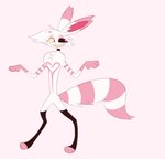 anthro fur grin male pink_body pink_fur pokemorph smile solo white_body white_fur conditional_dnp labbit_(artist) eevee_party hazbin_hotel nintendo pokemon angel_dust demon eevee generation_1_pokemon pokemon_(species) hi_res