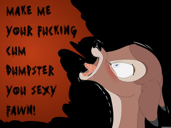 black_nose bodily_fluids brown_body dialogue dirty_talk female feral multicolored_body open_mouth requesting saliva saliva_on_tongue scary sex_request shaking simple_background solo speech_bubble teeth text tongue trembling two_tone_body white_body yandere yelling young young_female young_feral backlash91 conditional_dnp bambi_(film) disney faline_(bambi) deer mammal 2024 4:3 english_text hi_res