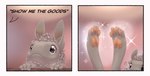 ambiguous_gender anthro comic_panel feet fur grey_body grey_fur hindpaw humor pawpads paws solo sparkles text toes inkanyamba_(artist) the_nature_of_predators alien mammal venlil_(the_nature_of_predators) english_text hi_res